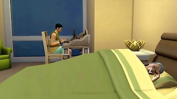 step Son Fucks Mom After Masturbating In Front Of The Computer