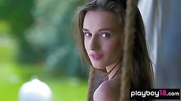 Ukrainian Gloria Sol drops down her swimsuit outdoor