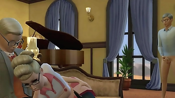 StepSon fucks housekeeper for money and stepdad watches us