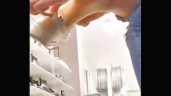 Candid Feet - Wet sweaty stinky nylons, put on sneakers with sweaty nylon feet. Shoeplay Nylons feet