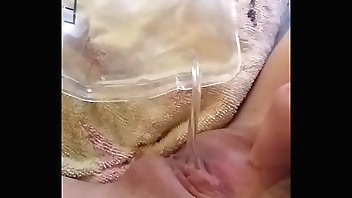 Catheter in wet pussy, can't stop peeing....
