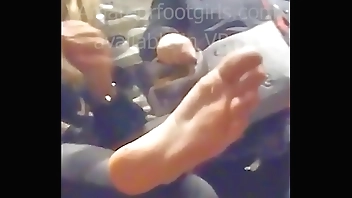 Candid Feet shoeplay, Dangling, Dipping, shoeshop try shoes barefoot sweaty