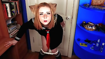 Pretty Fingering Narrow Vagina and Sucking Dildo - Closeup