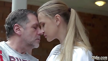 Gradpa fucks tight and wet teen pussy with cumshot in her mouth