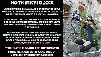 The Elves I: Black elf Hotkinkyjo fuck her ass with XXXL Seahorse dildo at the castle
