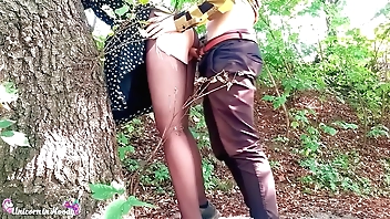 Sexy Teen Deepthroat and Dogging Cock Boyfriend in the Forest