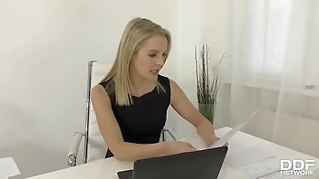 Hot hardcore office sex threesome with blonde babes Tiffany Tatum and Rose