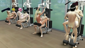 Hinata, Sakura, Ino y Tenten Folladas Haciendo Ejercicios Traje Erótico Esposas Calientes Naruto Hentai