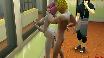 Naruto Se Folla a Sakura Anal en Frente de su Marido Cornudo Sasuke quiere matar a Naruto