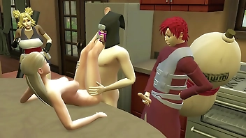 Gaara se Folla a su Hermanastra Temari En la Cocina Sexo en Grupo Naruto Hentai