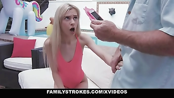 FamilyStrokes - Blonde Teen (Chanel Shortcake) Gets Caught By StepGrandpa And Sucks His Dick
