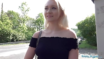 Public Agent Blonde teen Marilyn Sugar fucked in the woods