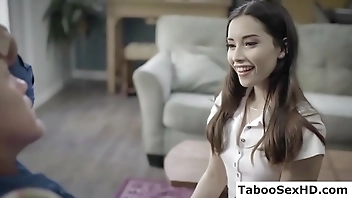 Husband fuck a hot teen while talking to his wife on the phone