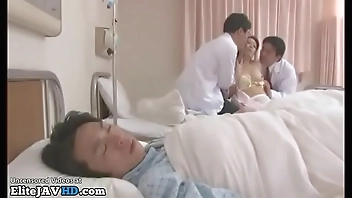 Japanese sweet nurse gets fucked in front of her patient