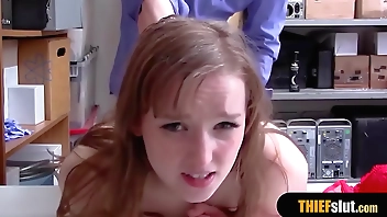 Cute blonde rough fucked from behind by a nasty cop