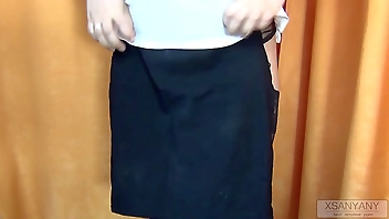 PUBLIC HANDJOB CUM ON PUSSY TO A STRANGER IN THE DRESSING ROOM IN STOCKING- XSANYANY