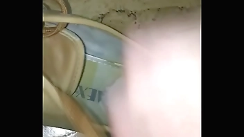 German Girl shows you old stinky shoes  and sweaty boots, sneakers, flats most worn shoes insoles see their footprints