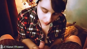 Sucking on daddy's little DICK on Christmas Eve