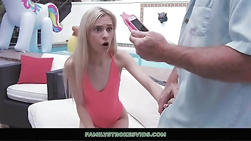 Naughty Teen Fucks Stepgrandpa After He Sees Her Naked Pics