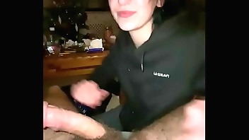 Dirty little slut sits on guys cock