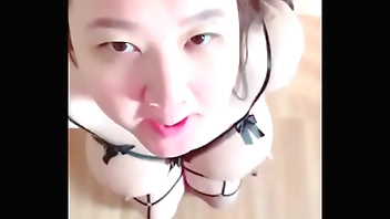 Asian teen with big tits swallows hot cum