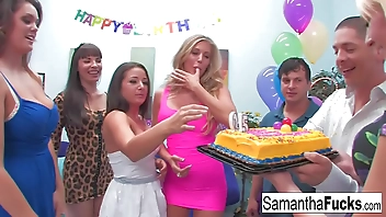 Samantha celebrates her birthday with a wild crazy orgy