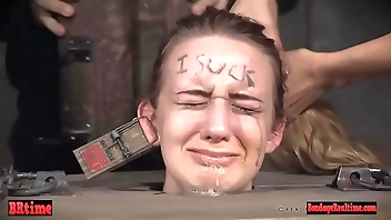 Gagged drooling brunette is dominated