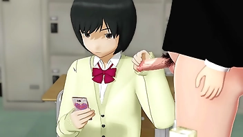 [MMD] School Girl Handjob Cumshot