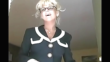 blonde mature french teacher Mrs. Vogue with glasses help student