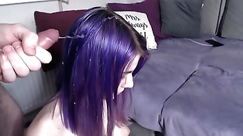 Cum in purple hair