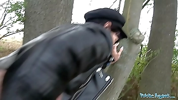 Public Agent Mouthful of cum and fuck for sexy brunette babe Sasha Colibri