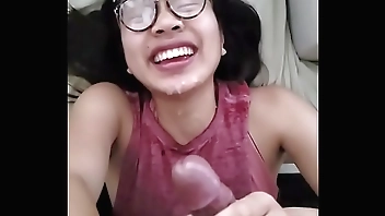 Cute amateur asian teen huge facial