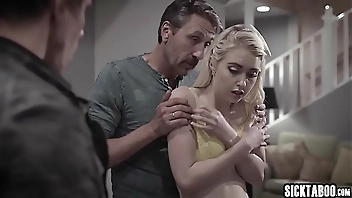 Petite blonde teen banged by a stepdad and her