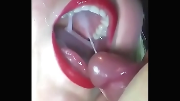 Cum shot mouth releasing sperm in mouth