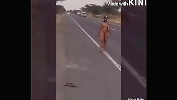 Indian daring desi  walking nude in public road in daytime