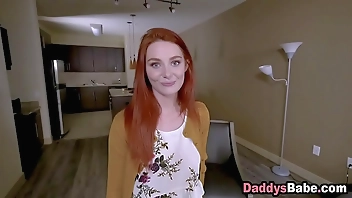 Angry step father fucks redhead stepdaughter and cums on her face