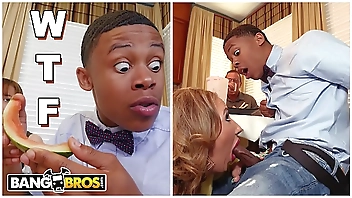 BANGBROS - MILF Richelle Ryan Gives Her New Black Step Son Watermelon And Then Sucks His Dick