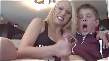 Lucky being jacked off by hot blondes