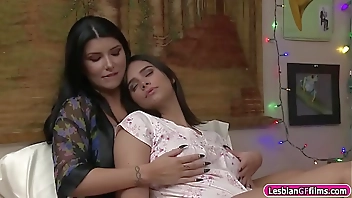 Horny stepmom licks her stepdaughter