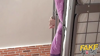 Fake Hostel Sexy little Mexican fucks a big cock while friend s.