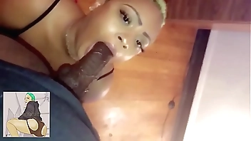 Green Hair Thot Sucking On SexGodPicasso’s Huge Black Dick On Her Knees