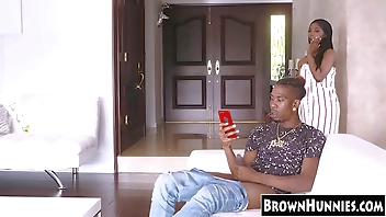 Chocolate delight Sarah Banks worshiping huge black dick