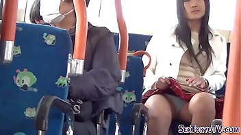 Asian babe flashes undies