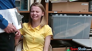 Crying small titted russian teen thief punish fucked