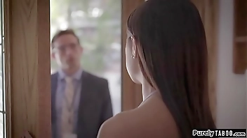 Asian teen by angry census taker to throat his cock