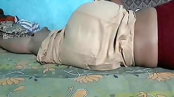 s. BEAUTY SANJANA AUNTY IN BROWN PETTICOT