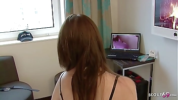 Brother Caught German Step Sister Watching Porn and Seduce to Fuck