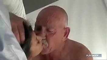 Brunette fucks old man
