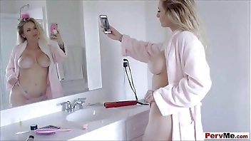 Stepson secretly sexting with his hot blonde stepmom