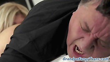 Bigbooty teen rides oldmans hard cock